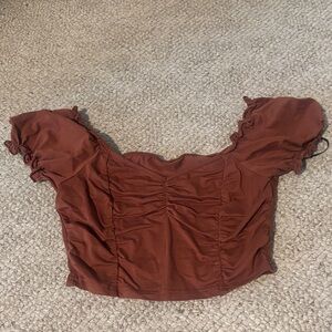 Forever 21 Brown Ruched Crop Top